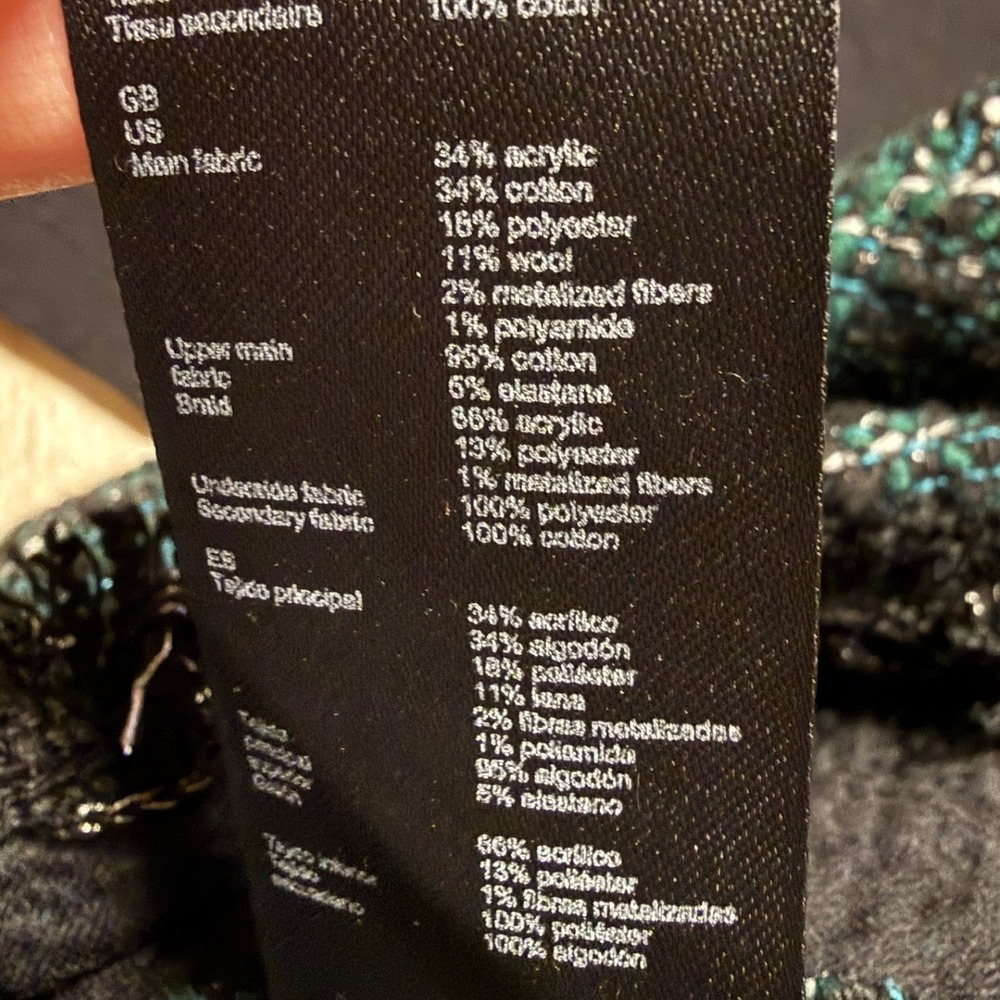 Maje Rizelda Black Green Tweed Mixed Media Dress 3/4 Sleeve Size 34 XS - Picture 8 of 9